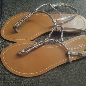 Lauren Ralph Lauren Silver Braided Sandals